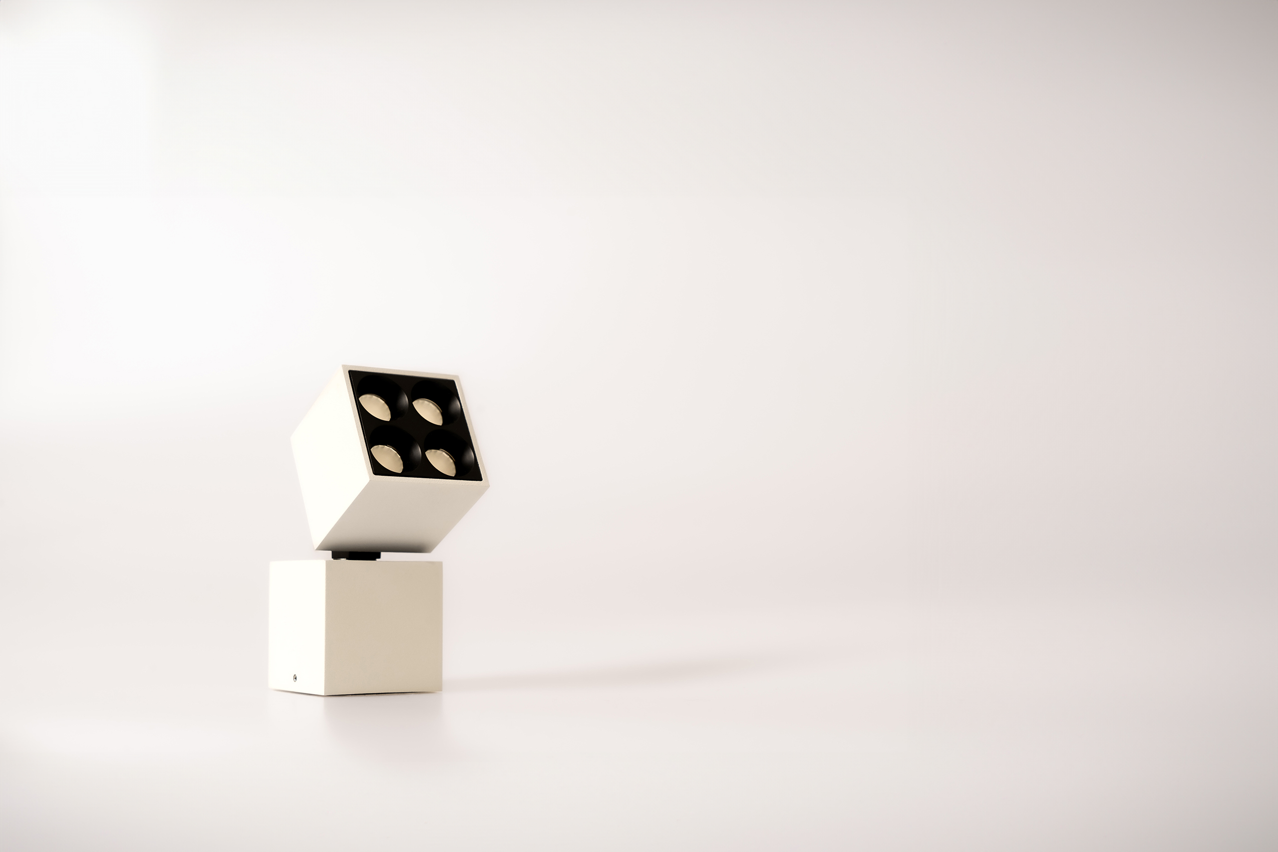 Square matt white surface mounted spotlight