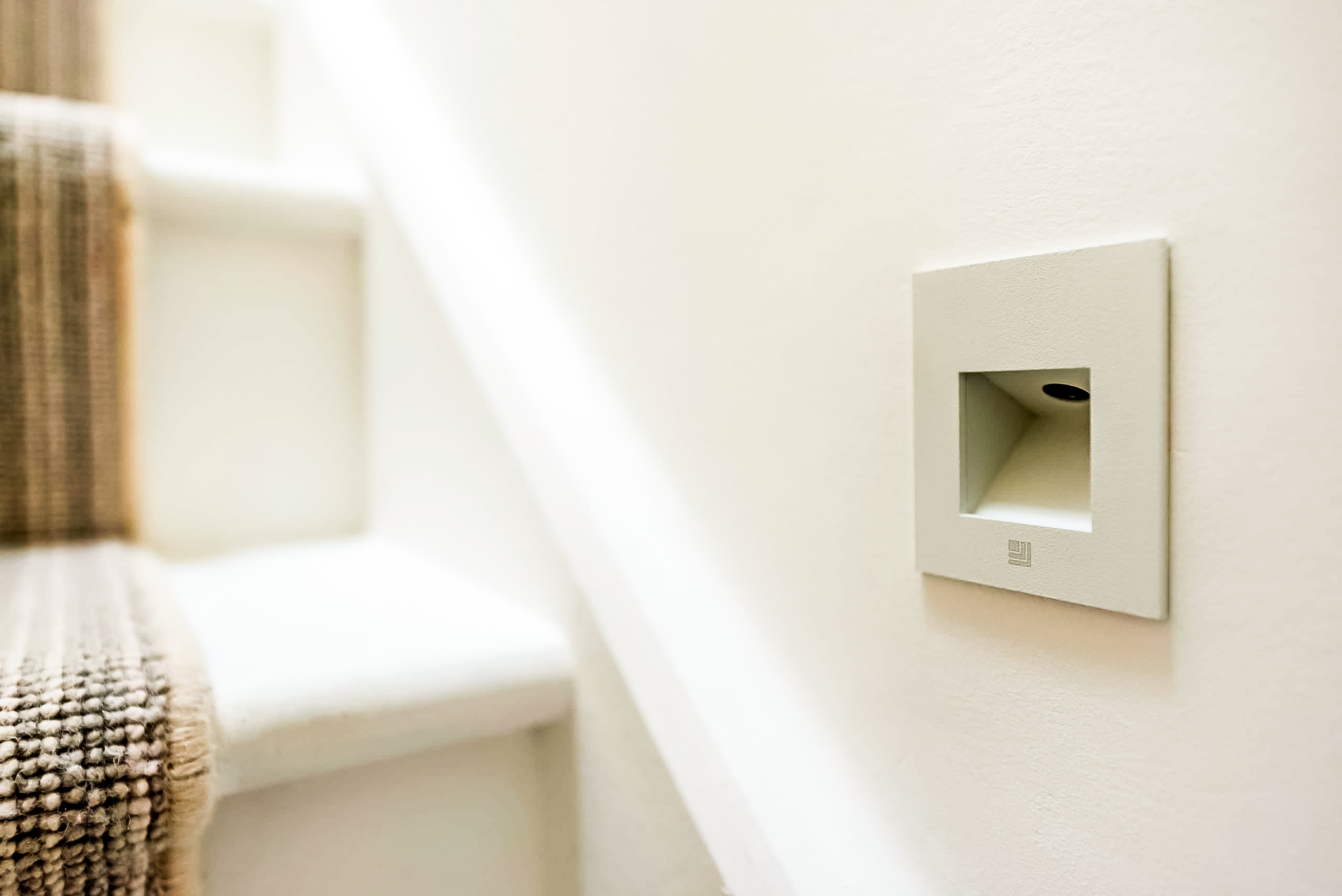 white powder-coated matt effect square recessed low-level light for stair lighting