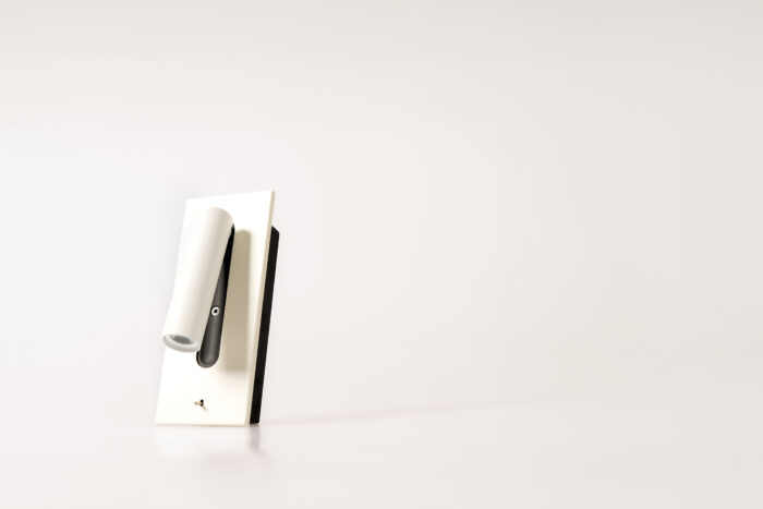 Matt white rectangle reading light with adjustable tube