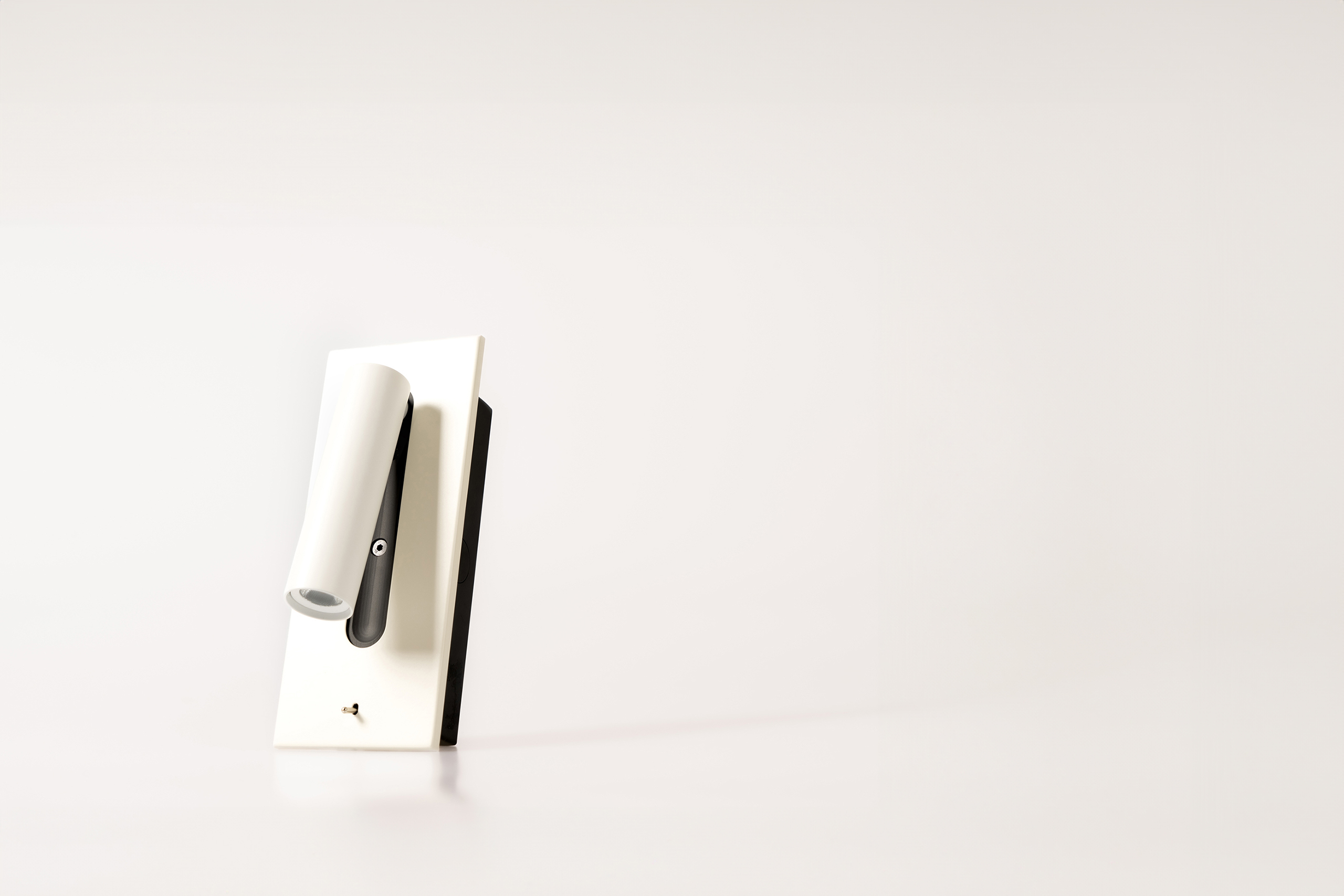 Matt white rectangle reading light with adjustable tube